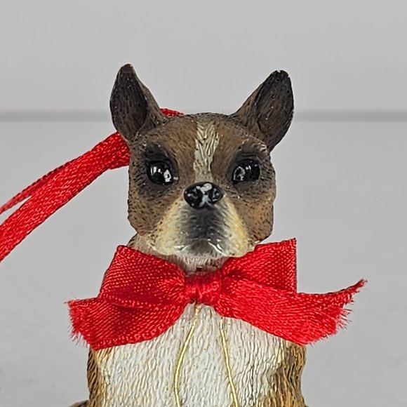 Vintage Boxer Pit Bull Dog Christmas Ornament Red Bow - Picture 8 of 8